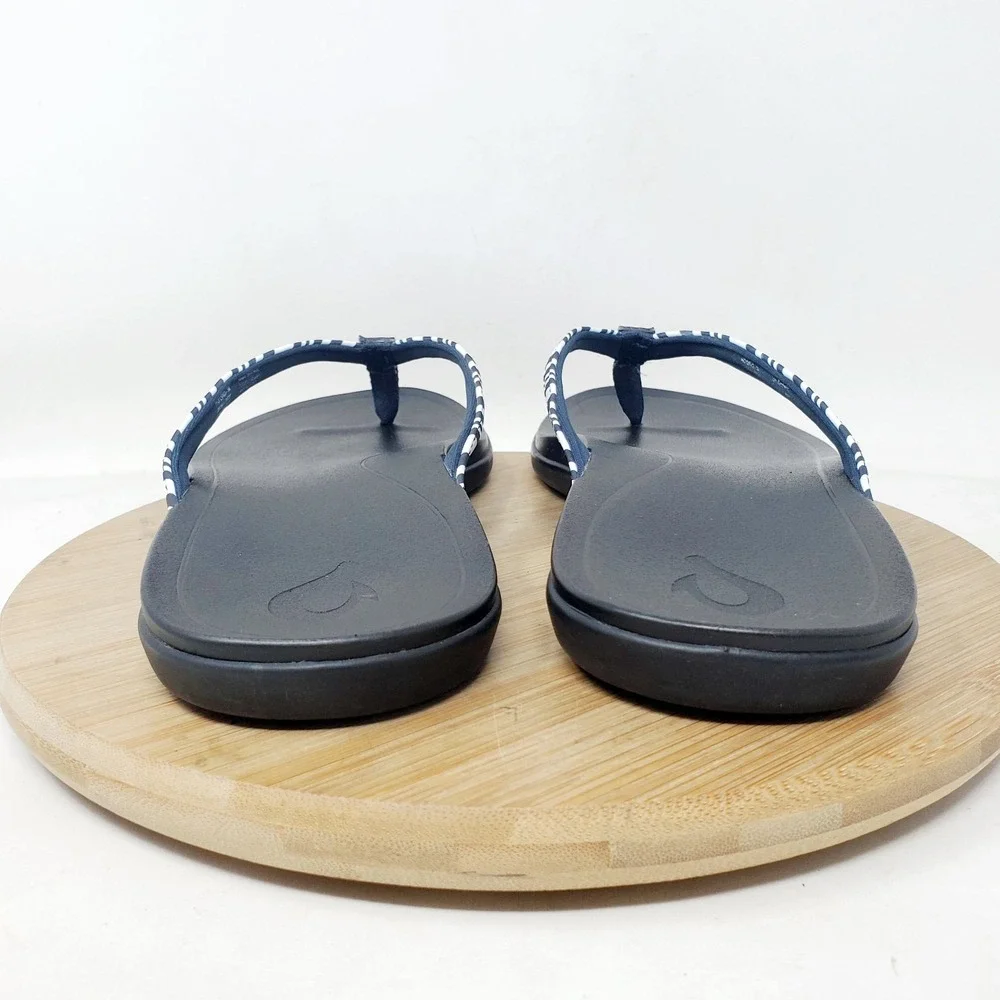 Olukai‎ Hoopio Sandals Womens 9 Striped Flip Flop Thong Pool Beach Shoes Ho'opio